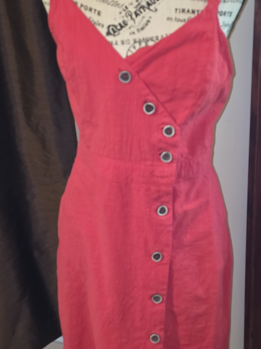 Altar'd State Cotton Button Front Summer Dress‎ in Red Size Small